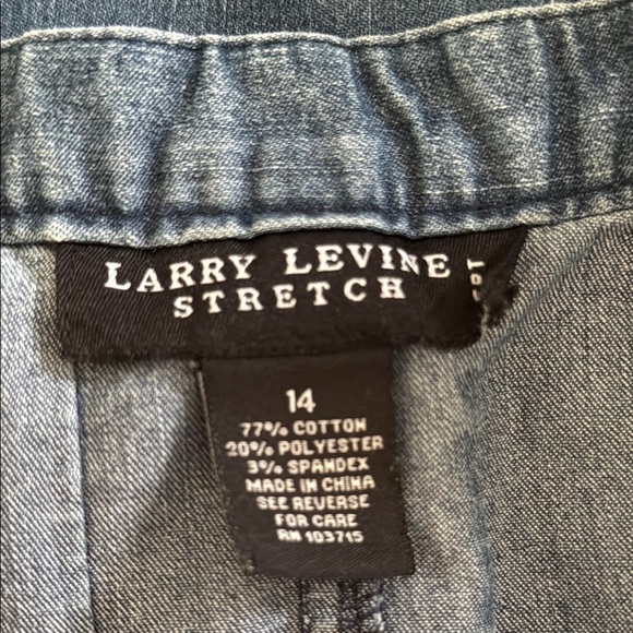 Larry Levine Stretch Blue Midi A-Line Skirt for Work #458 - Picture 4 of 8